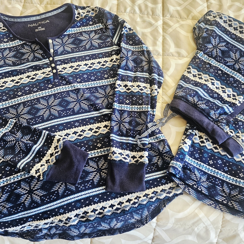 Nautica Blue Patterned Pajama Set